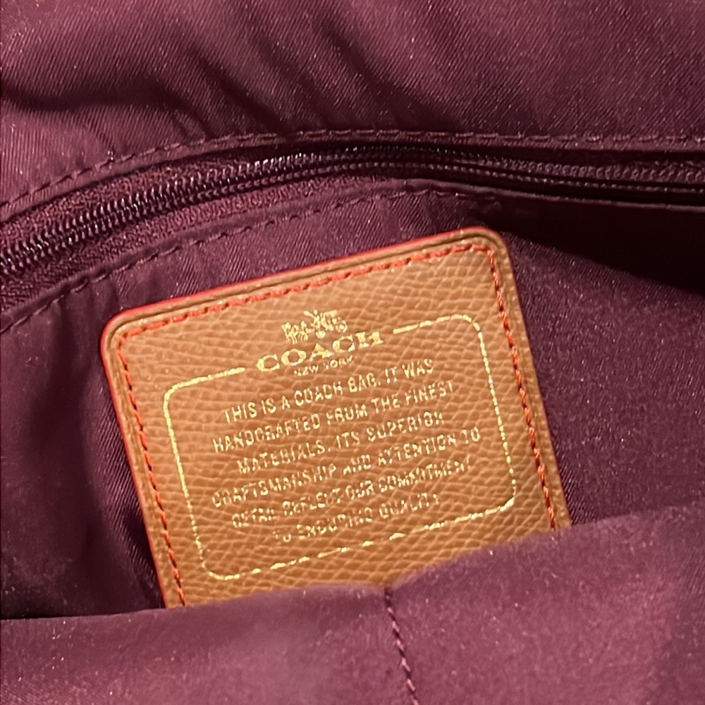 Coach Navy and Brown Tote Bag - Classic Leather-Trim Shoulder Tote - Picture 12 of 15